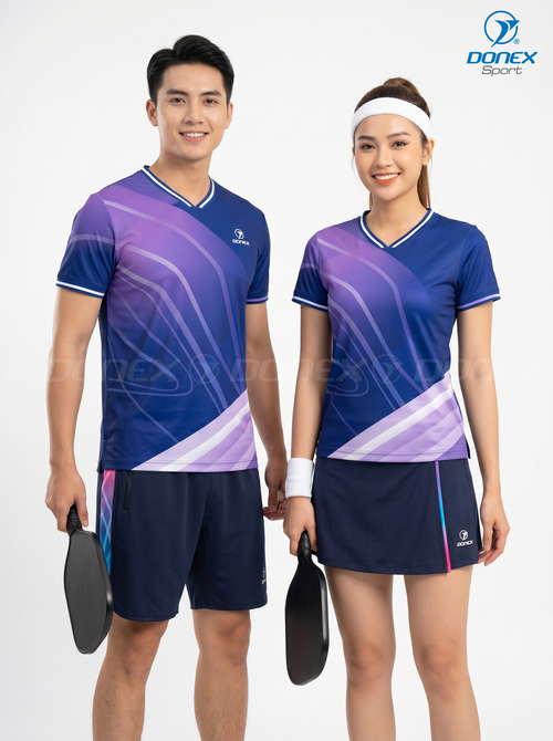 Áo thể thao nữ AC-3864-09-01 Tím phối trắng